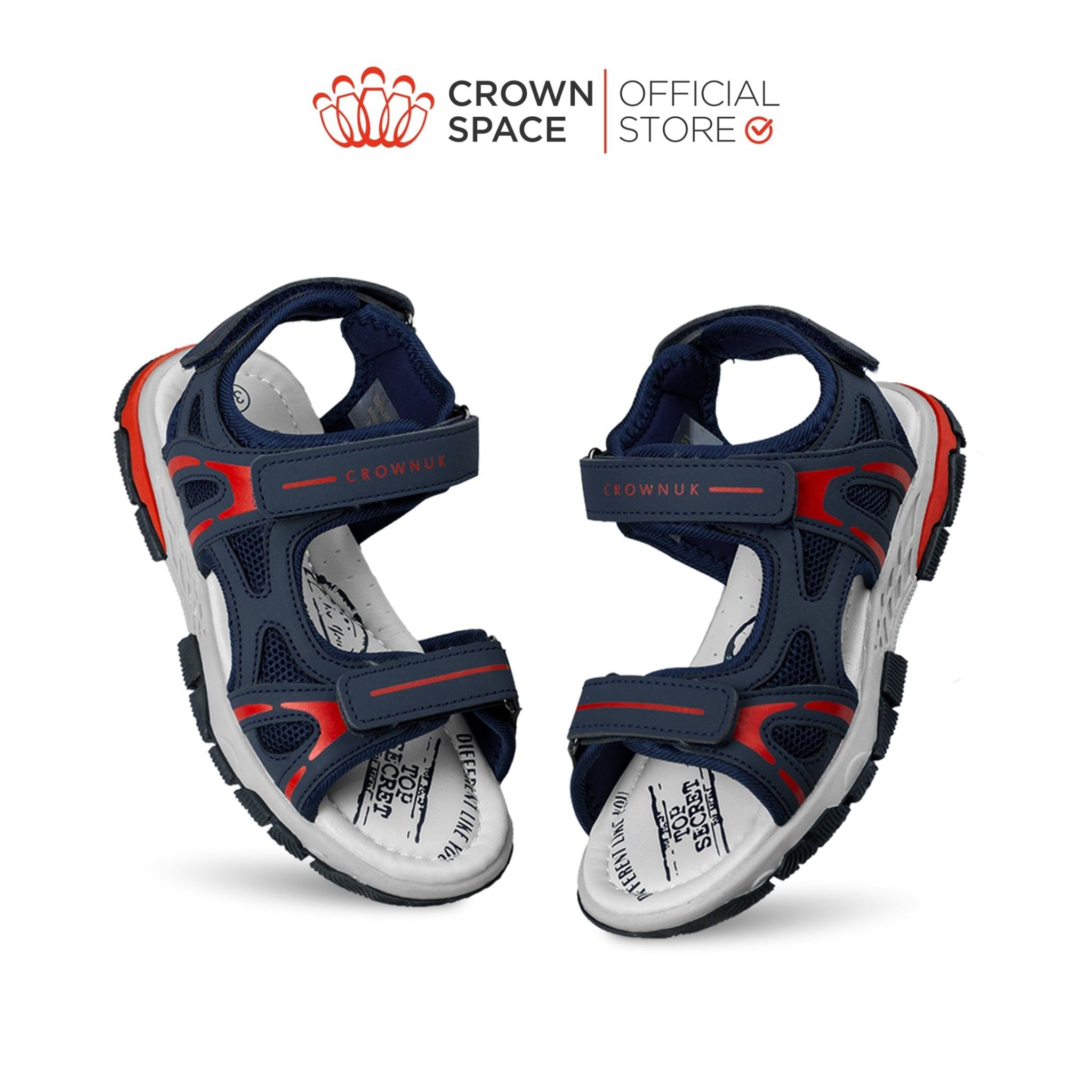  Sandal Thể Thao Bé Trai Chống Trượt, Bền Bỉ, Xanh Navy Cá Tính | Crown Space CRUK584.NV 