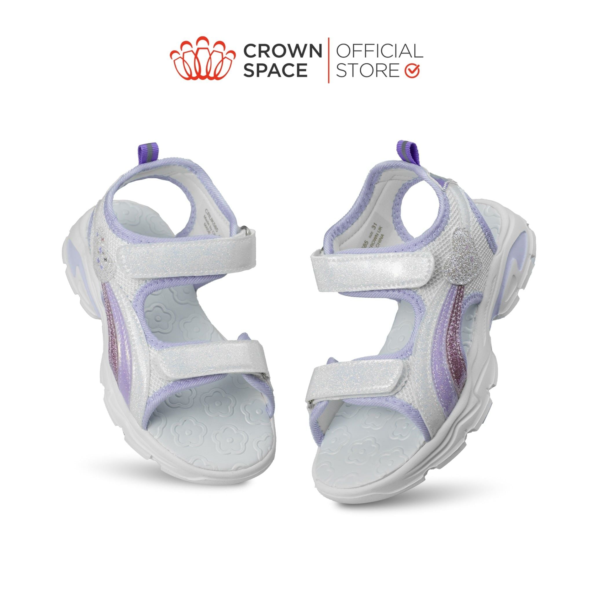  Sandal Thể Thao Cao Cấp Bé Gái Siêu Nhẹ, Thoáng Khí, Tím Mộng Mơ | Crown Space CRUK585.PU 
