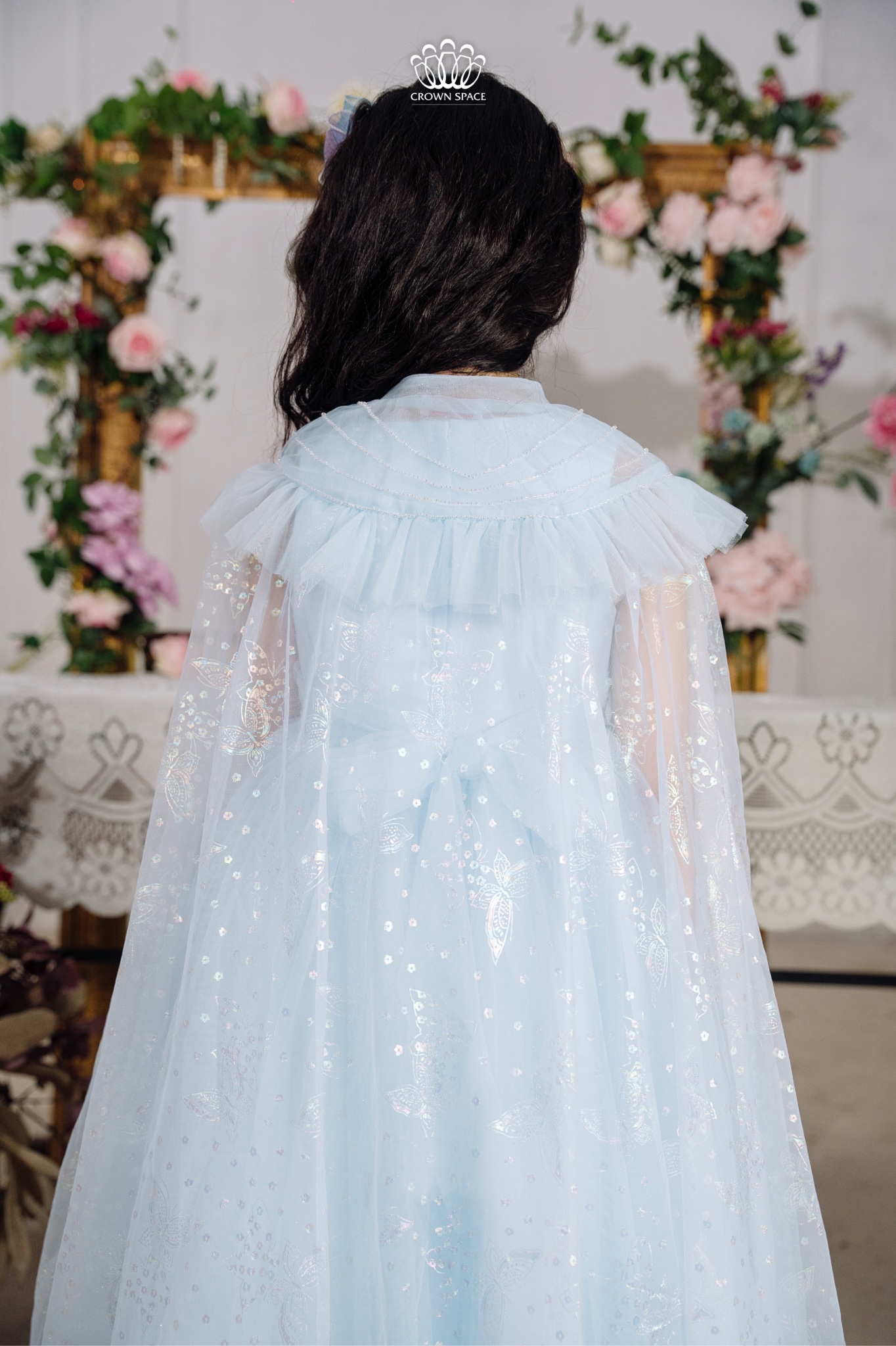  Váy Công Chúa Xanh Kèm Áo Choàng Voan Ánh Kim Crown Space CKGS3851405 