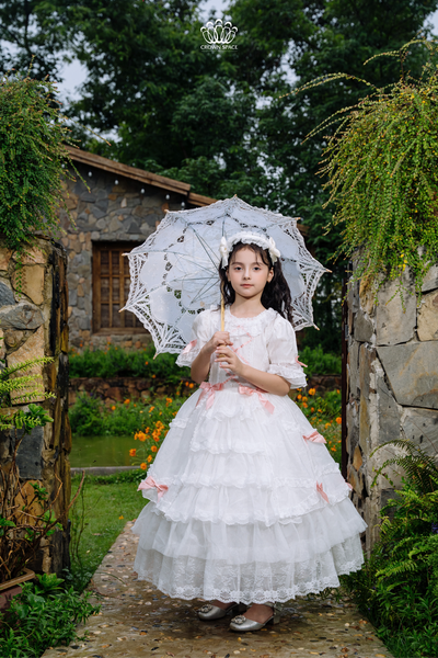  Váy Công Chúa Hoàng Gia Đính Ngọc Trắng – Hồng Pastel Crown Space CKGS3851402 