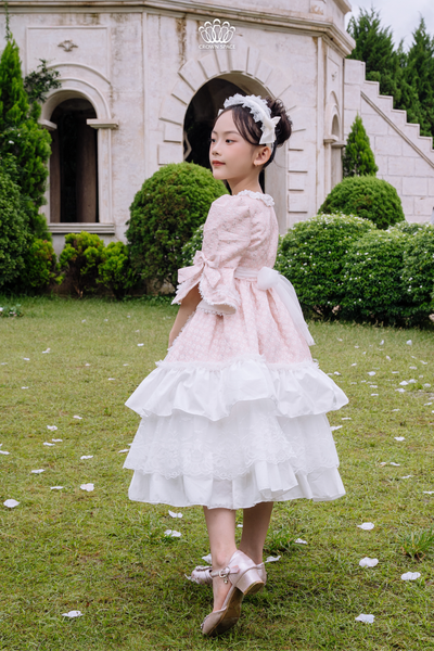  Váy Công Chúa Hoàng Gia Đính Ngọc Hồng Pastel – Trắng Crown Space CKGS3851403 