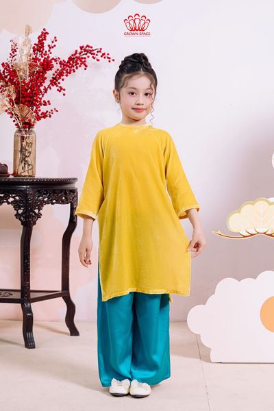  Áo Dài Bé Gái Nhung Phúc Lành 