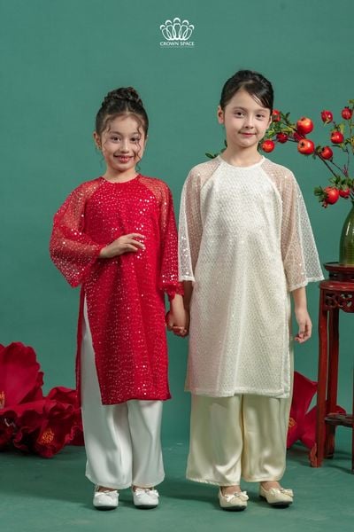  Áo Dài Bé Gái Kim Sa Cát Tường | Crown Space CKGL9961807/CKGL9961808 