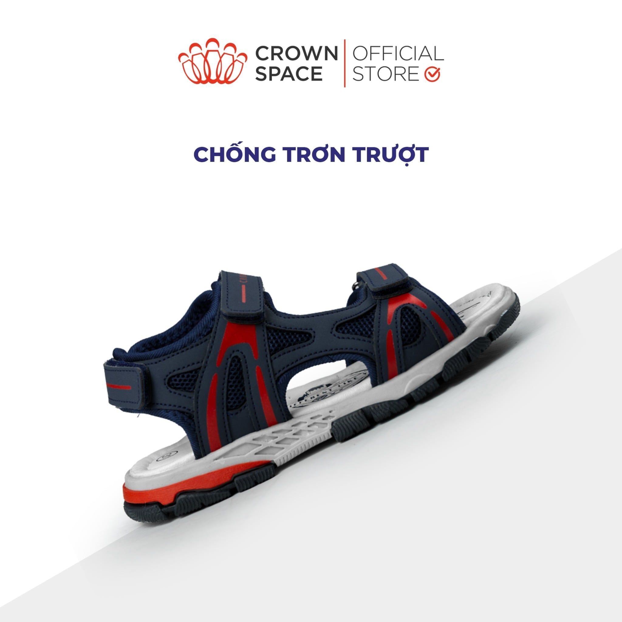  Sandal Thể Thao Bé Trai Chống Trượt, Bền Bỉ, Xanh Navy Cá Tính | Crown Space CRUK584.NV 