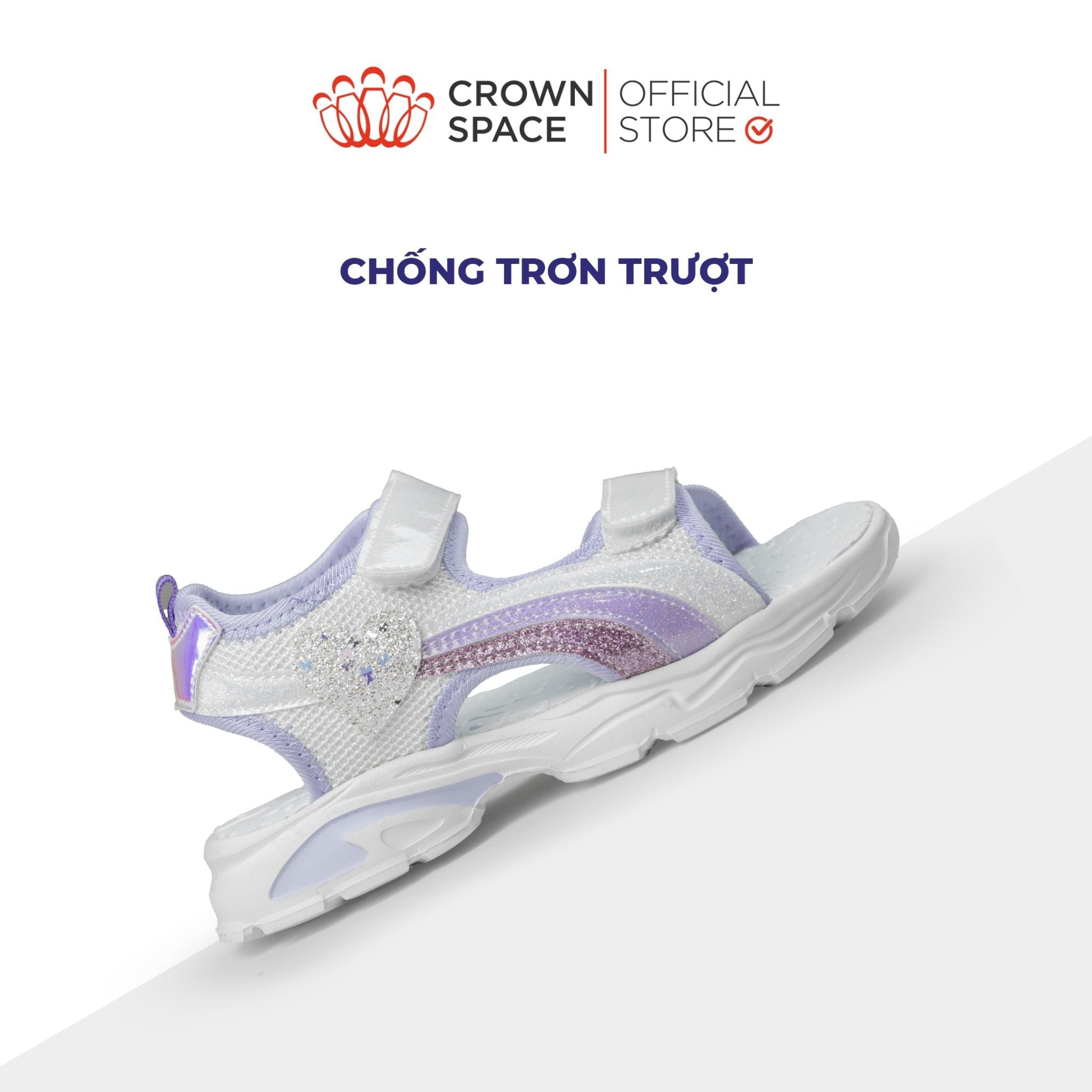  Sandal Thể Thao Cao Cấp Bé Gái Siêu Nhẹ, Thoáng Khí, Tím Mộng Mơ | Crown Space CRUK585.PU 