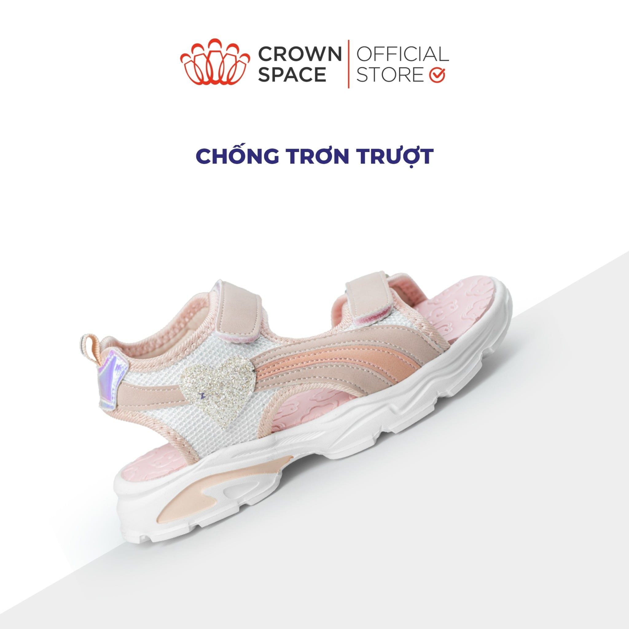  Sandal Thể Thao Bé Gái Siêu Nhẹ, Thoáng Khí, Hồng Kẹo Ngọt | Crown Space CRUK585.P 