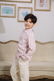  Áo Sơ Mi Bé Trai Cao Cấp Dài Tay Kẻ Sọc Crown Space CKBL52514014 