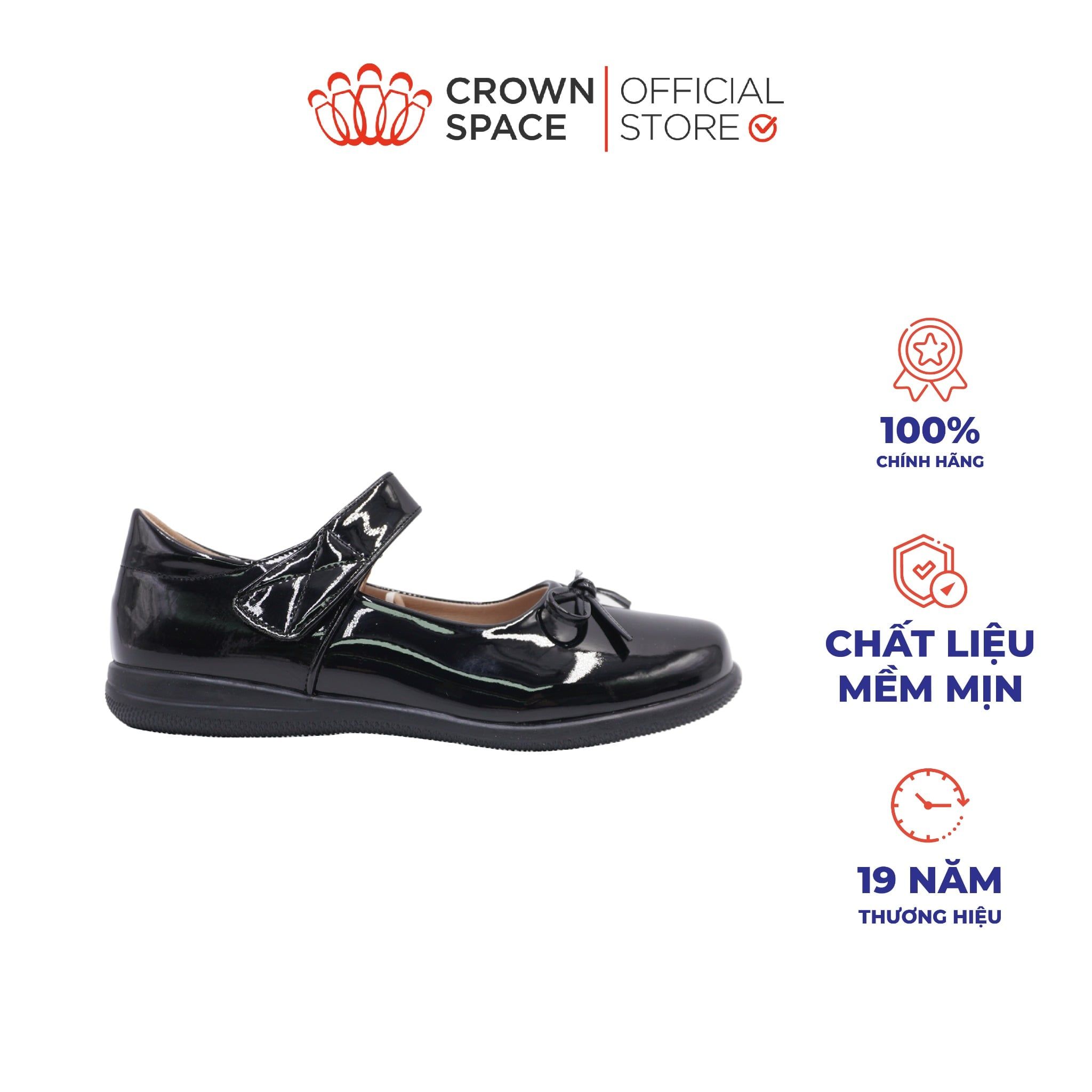  (VIP Private Sale) Giày Búp Bê Da Bóng Đính Nơ Tiểu Thư Kiêu Sa | Crown Space CRUK3082 