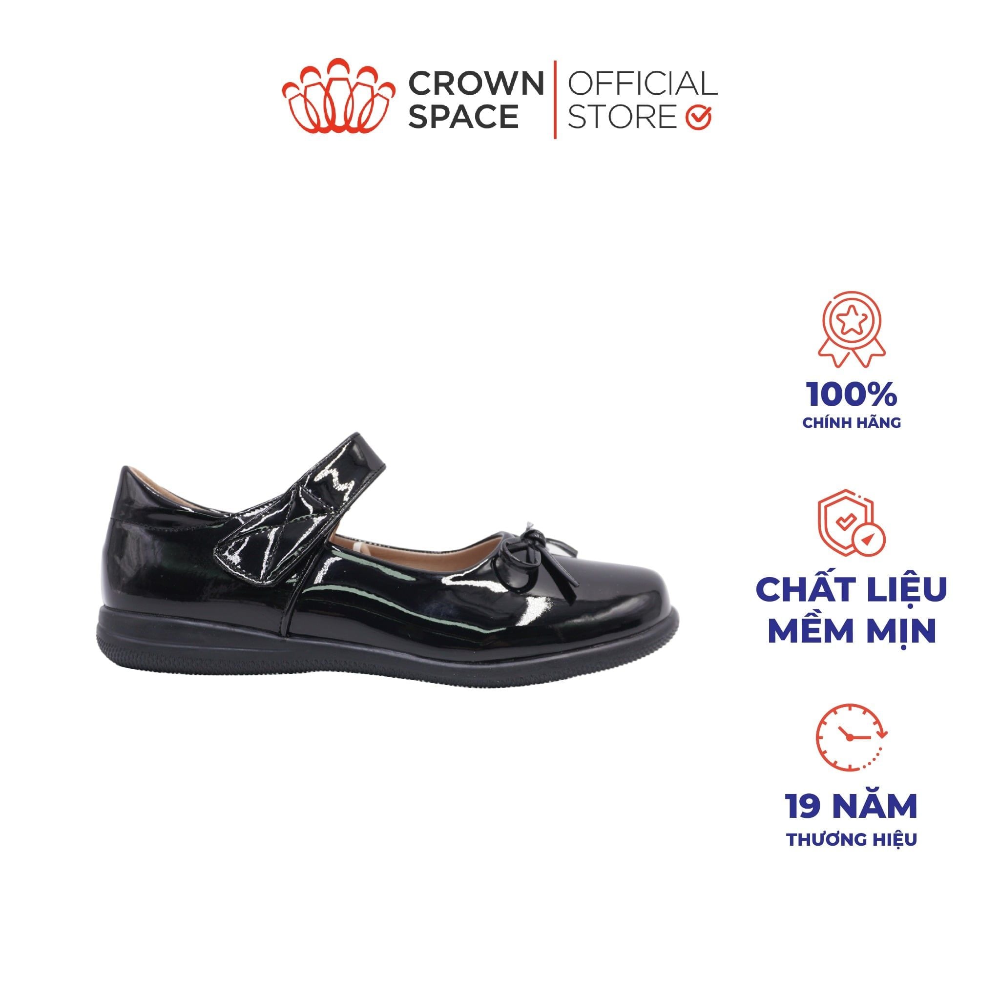  Giày Búp Bê Da Bóng Đính Nơ Tiểu Thư Kiêu Sa | Crown Space CRUK3082 