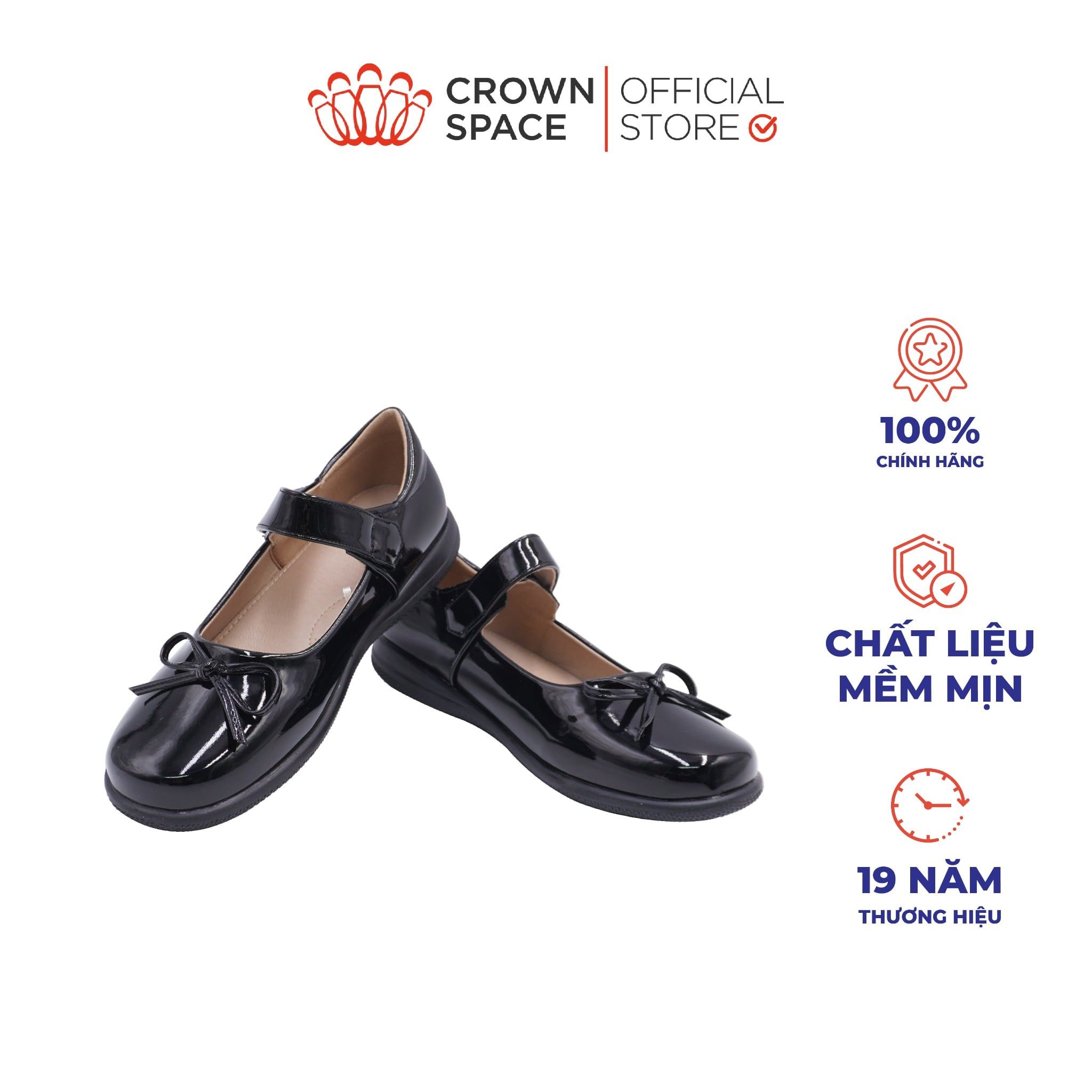  (VIP Private Sale) Giày Búp Bê Da Bóng Đính Nơ Tiểu Thư Kiêu Sa | Crown Space CRUK3082 