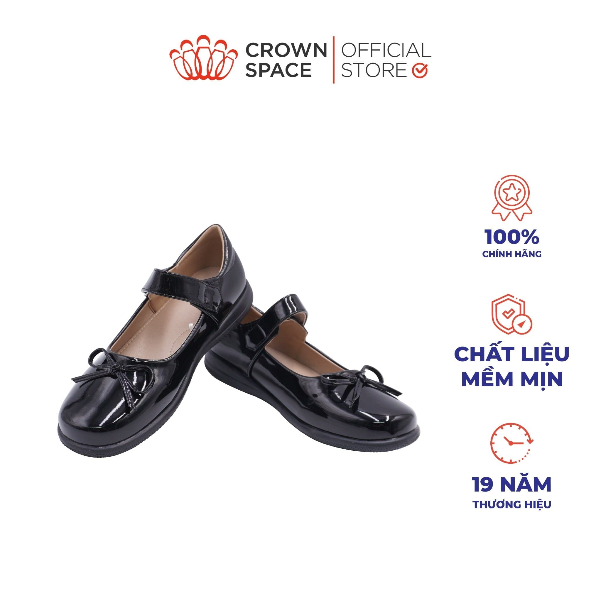  Giày Búp Bê Da Bóng Đính Nơ Tiểu Thư Kiêu Sa | Crown Space CRUK3082 