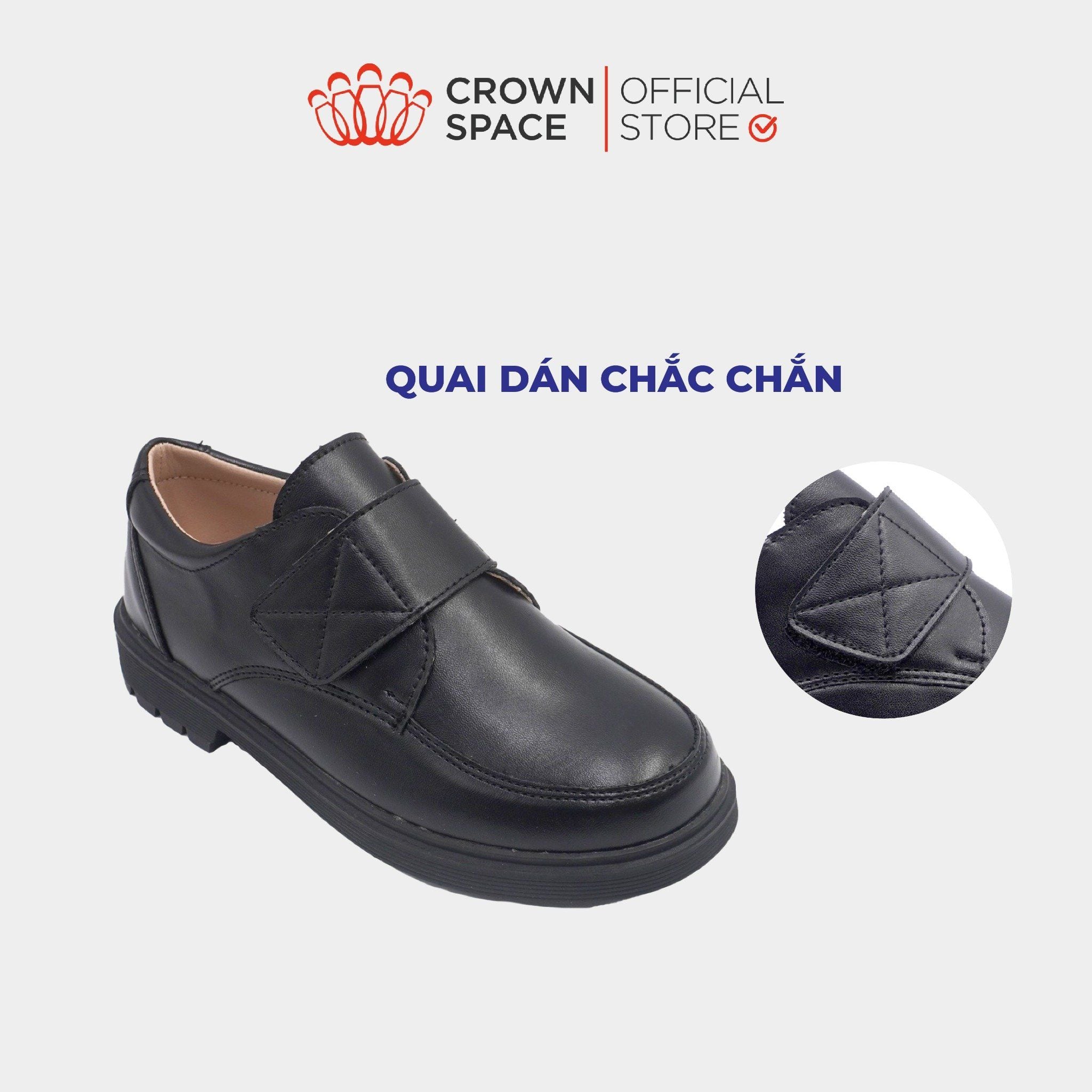  Giày Da Lì Bé Trai Cao Cấp, Êm Chân, Chống Trơn Trượt | Crown Space CRUK168 