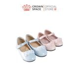  Giày Búp Bê Bé Gái Da Bóng Đính Hoa Pha Lê Lấp Lánh, Êm Chân Chống Bẹt | Crown Space CRUK3169 