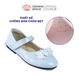  Giày Búp Bê Bé Gái Da Bóng Đính Hoa Pha Lê Lấp Lánh, Êm Chân Chống Bẹt | Crown Space CRUK3169 