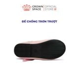 Giày Búp Bê Bé Gái Da Bóng Đính Hoa Pha Lê Lấp Lánh, Êm Chân Chống Bẹt | Crown Space CRUK3169 