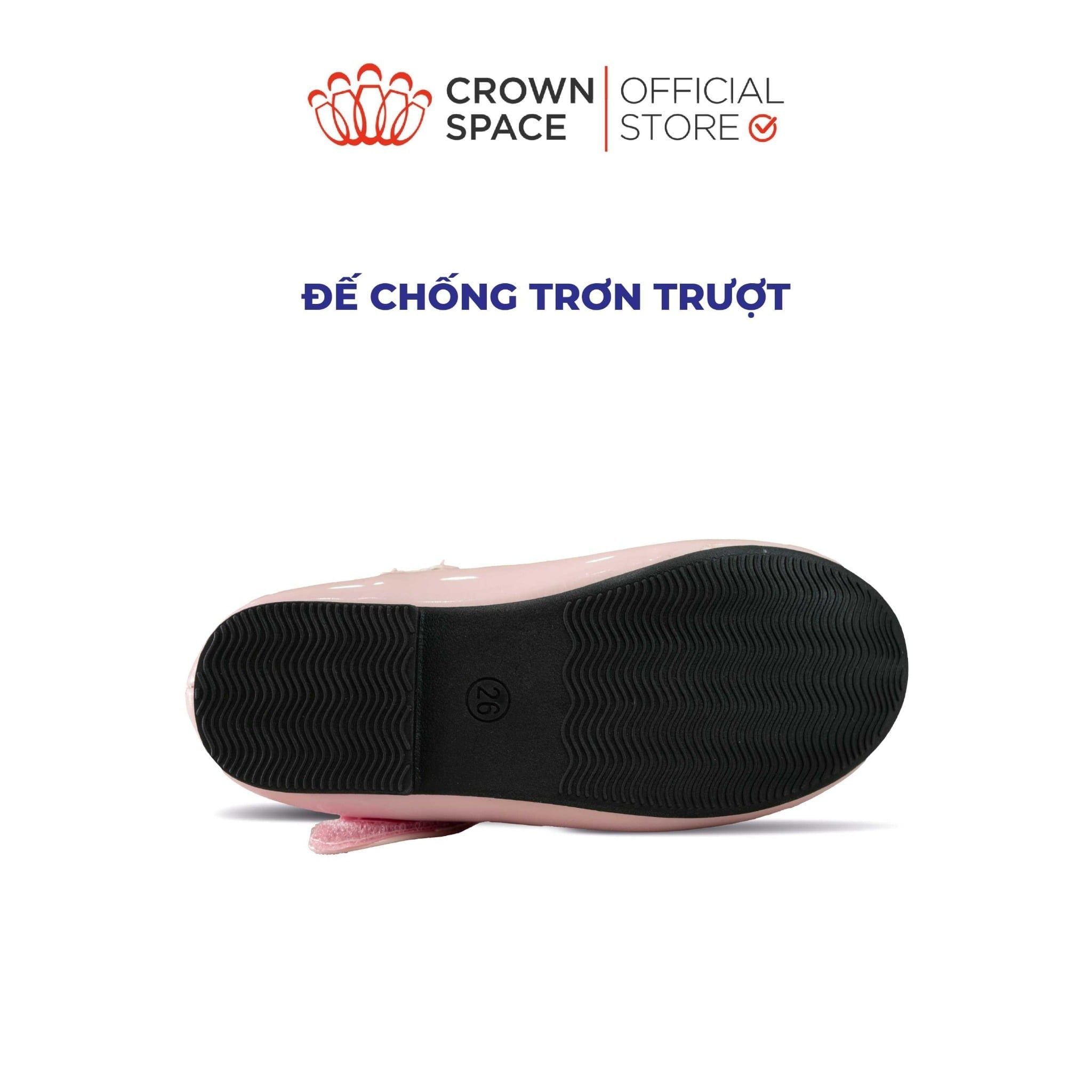  Giày Búp Bê Bé Gái Da Bóng Đính Hoa Pha Lê Lấp Lánh, Êm Chân Chống Bẹt | Crown Space CRUK3169 