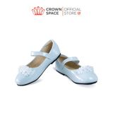  Giày Búp Bê Bé Gái Da Bóng Đính Hoa Pha Lê Lấp Lánh, Êm Chân Chống Bẹt | Crown Space CRUK3169 