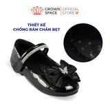  Giày Búp Bê Bé Gái Da Bóng Đính Nơ Bướm Đá Sang Trọng, Êm Chân Chống Bẹt | Crown Space CRUK3168/CRUK3178 