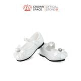  Giày Búp Bê Bé Gái Đính Nơ Ren Ngọc Trai, Êm Chân Chống Bẹt | Crown Space CRUK3180 
