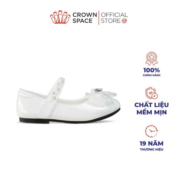  Giày Búp Bê Bé Gái Đính Nơ Ren Ngọc Trai, Êm Chân Chống Bẹt | Crown Space CRUK3180 