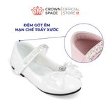  Giày Búp Bê Bé Gái Đính Nơ Ren Ngọc Trai, Êm Chân Chống Bẹt | Crown Space CRUK3180 