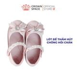  Giày Búp Bê Bé Gái Đính Nơ Ren Ngọc Trai, Êm Chân Chống Bẹt | Crown Space CRUK3180 