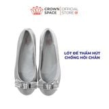  Giày Búp Bê Bé Gái Dáng Ballet Đính Nơ Khóa Vuông Đá, Da Mềm Ánh Nhũ | Crown Space CRUK3182 