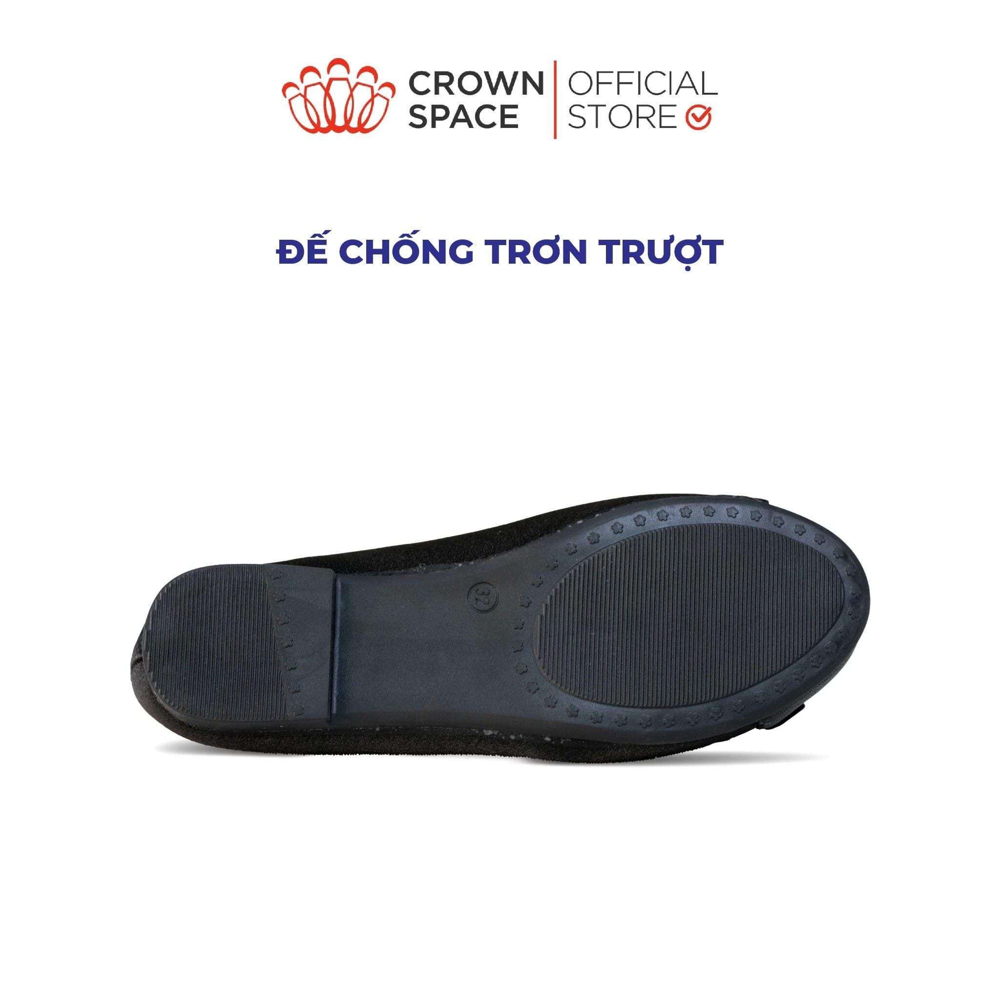  Giày Búp Bê Bé Gái Dáng Ballet Đính Nơ Khóa Vuông Đá, Da Mềm Ánh Nhũ | Crown Space CRUK3182 