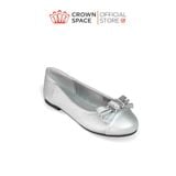  Giày Búp Bê Bé Gái Dáng Ballet Đính Nơ Khóa Vuông Đá, Da Mềm Ánh Nhũ | Crown Space CRUK3182 