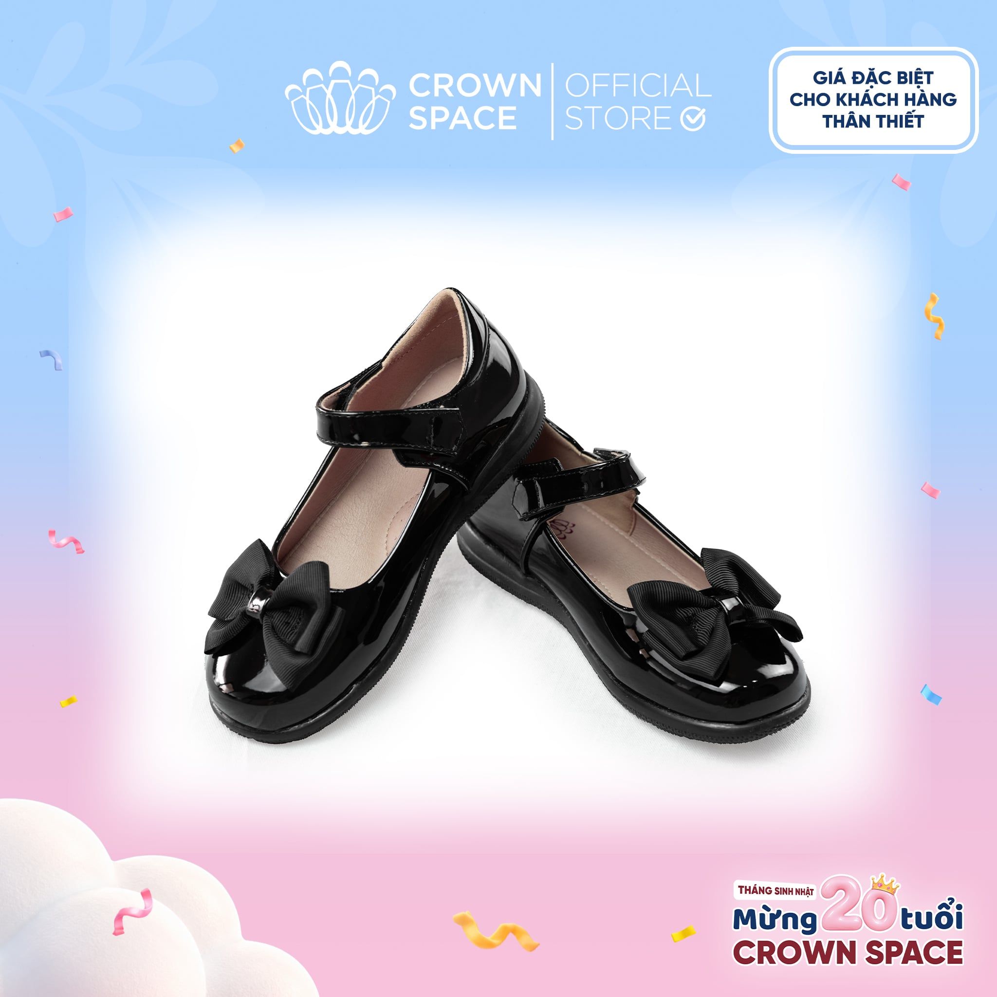  (VIP Private Sale) Giày Đi Học Bé Gái Công Chúa Cao Cấp, Êm Nhẹ, Thời Trang | Crown Space CRUK3078 