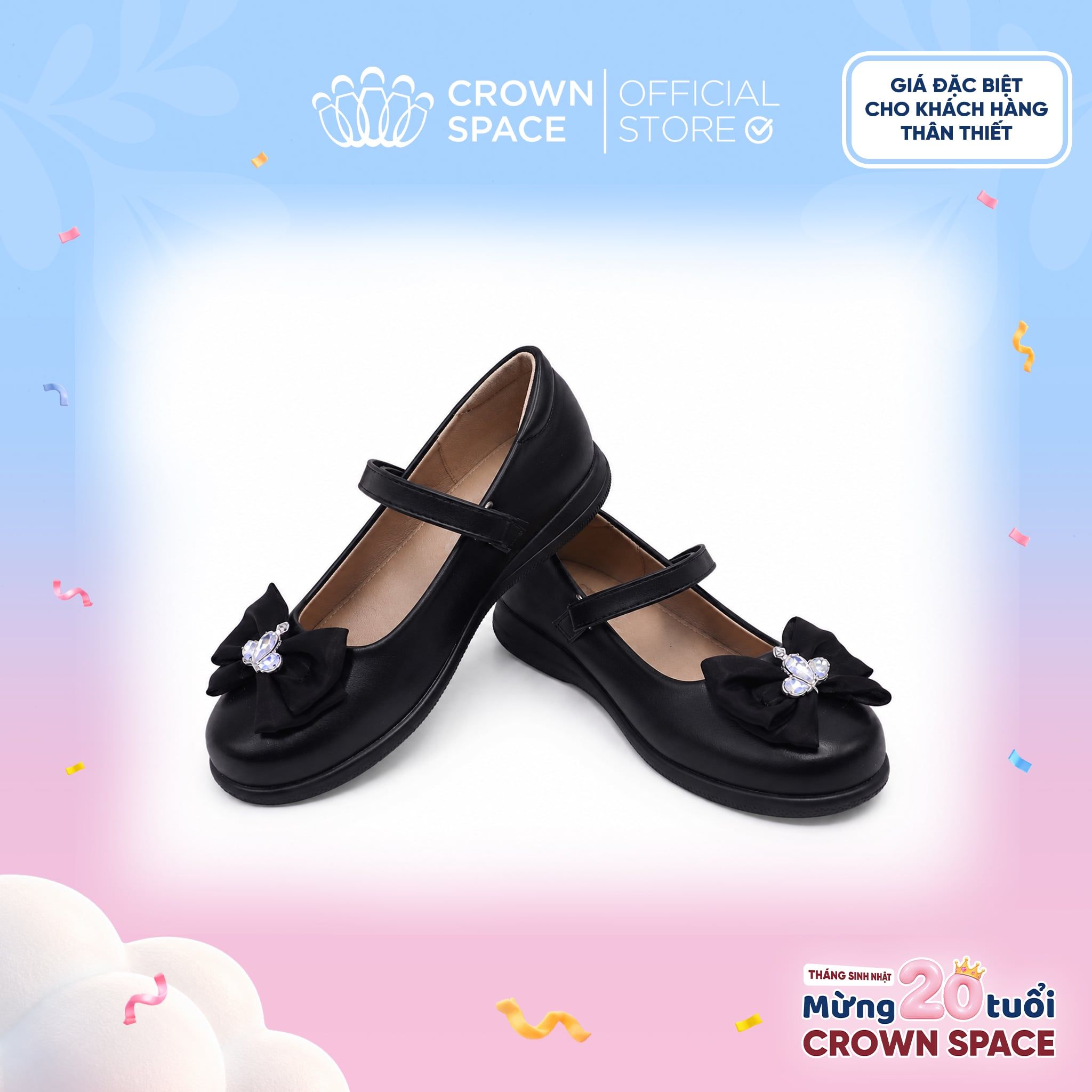  (VIP Private Sale) Giày Đi Học School Shoes Bé Gái Công Chúa Cao Cấp, Êm Nhẹ, Thời Trang | Crown Space CRUK3088 