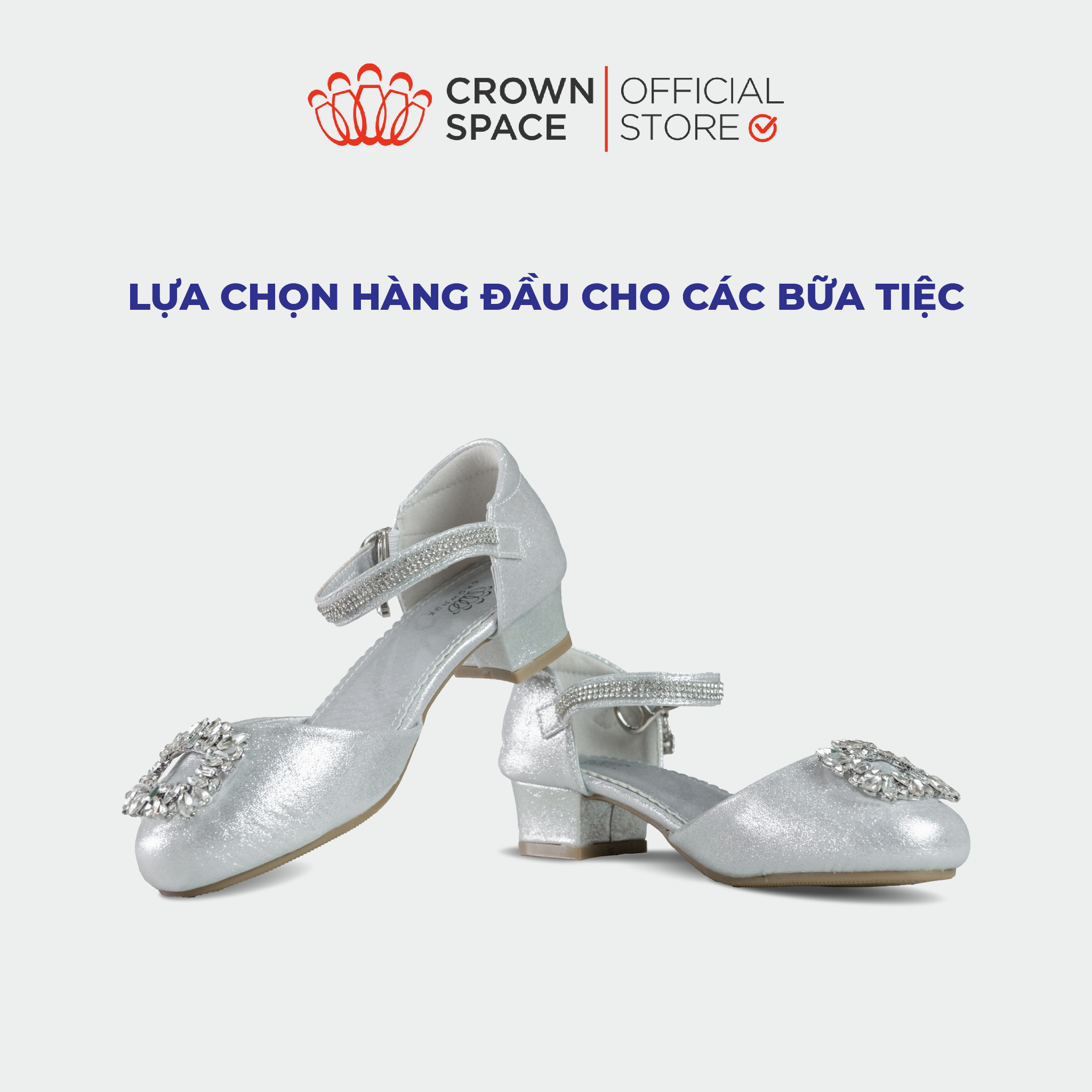  Giày Búp Bê Công Chúa Cao Gót Cho Bé Gái Lấp Lánh, Thanh Lịch, Êm Ái | Crown Space CRUK3165 