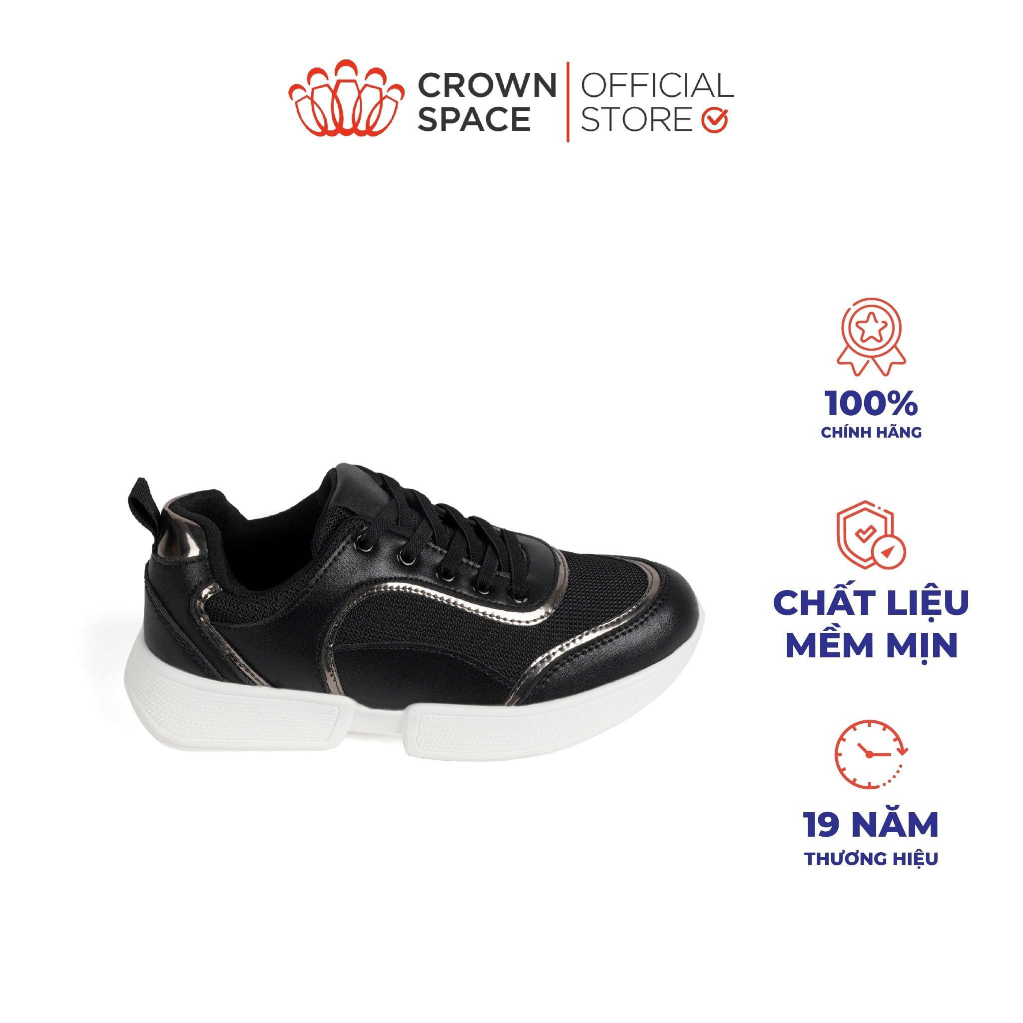  Giày Sneaker Vải Mesh Phối Da Chống Trơn Trượt Dành Cho Bé | Crown Space CRUK8077 