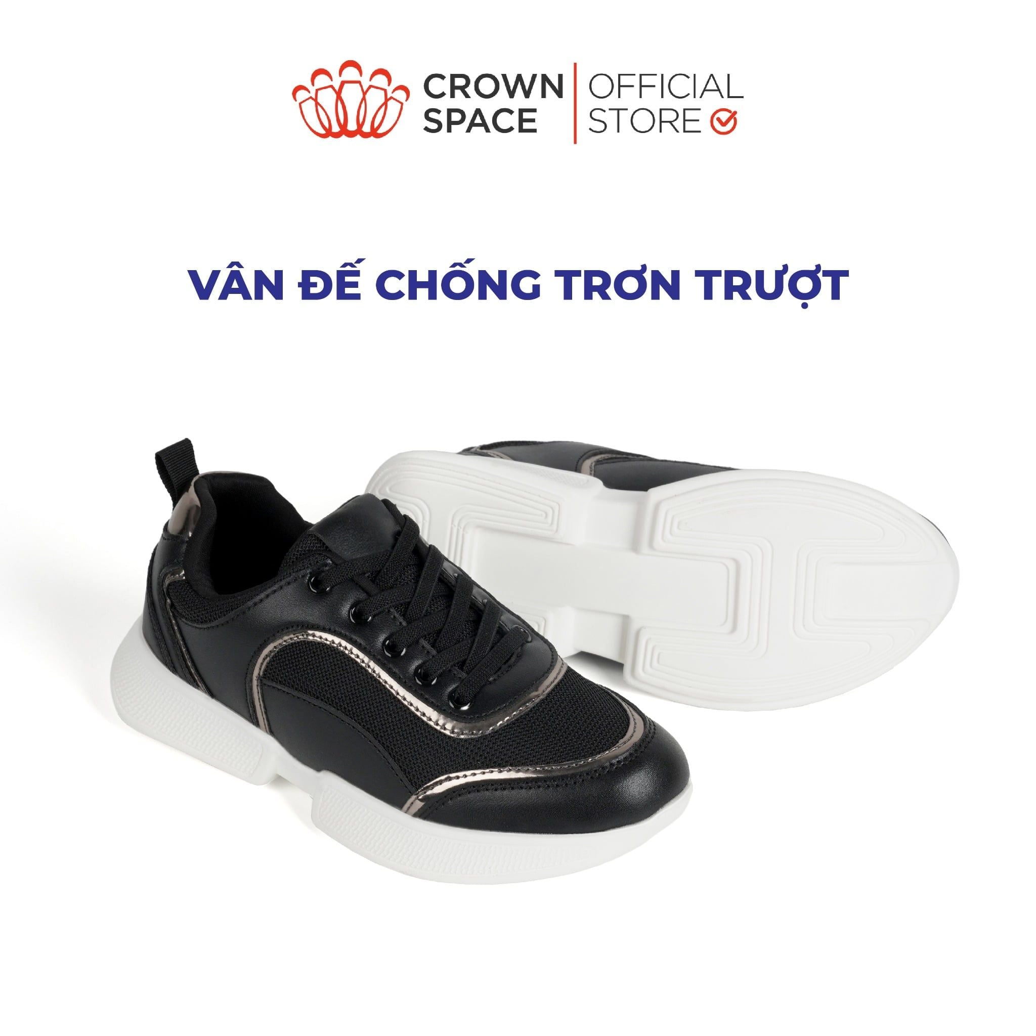  Giày Sneaker Vải Mesh Phối Da Chống Trơn Trượt Dành Cho Bé | Crown Space CRUK8077 