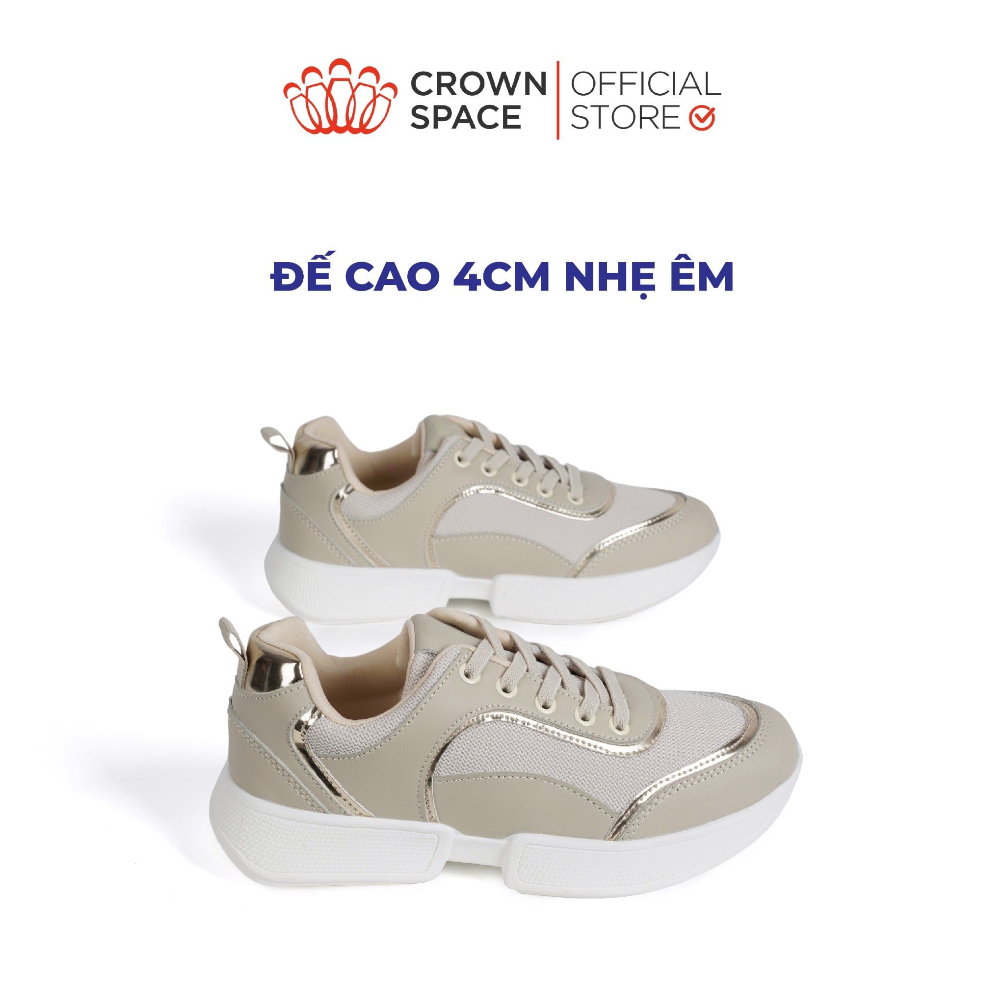  Giày Sneaker Vải Mesh Phối Da Chống Trơn Trượt Dành Cho Bé | Crown Space CRUK8077 