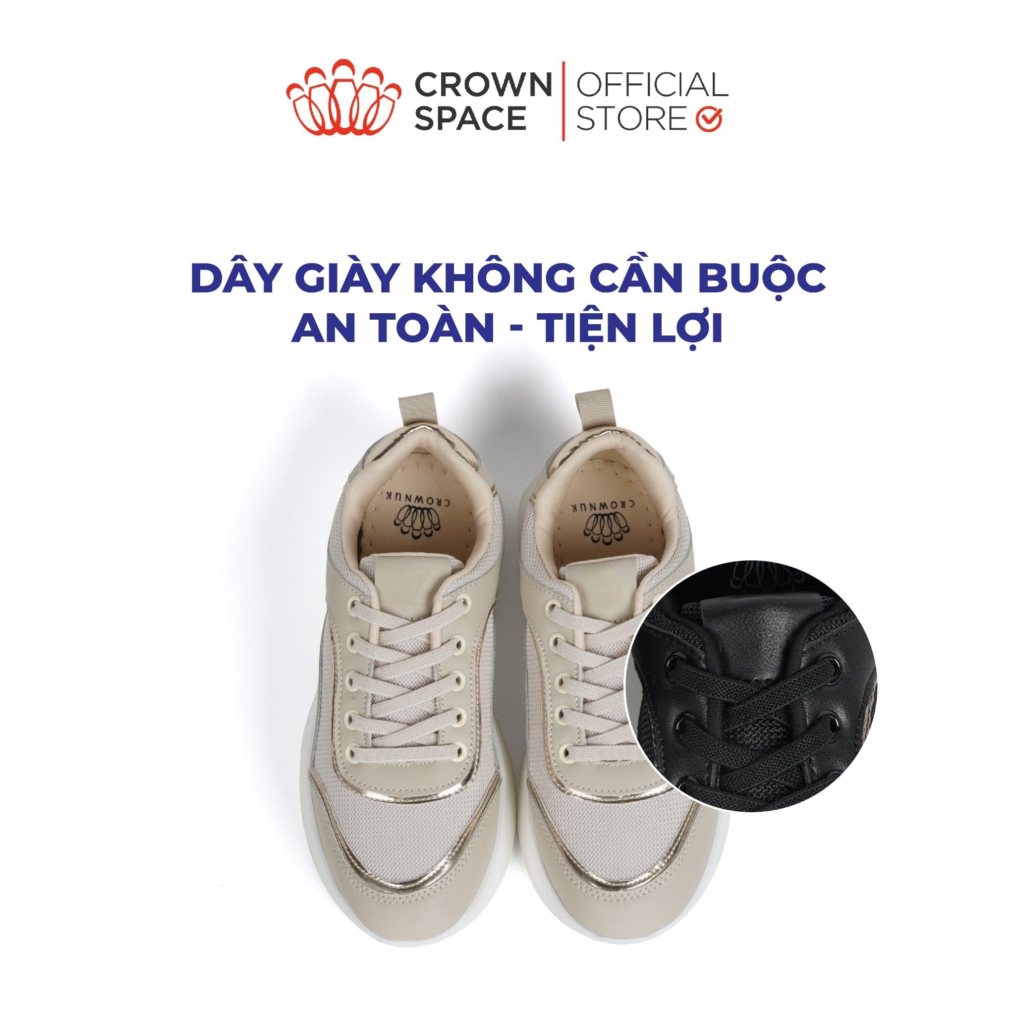  Giày Sneaker Vải Mesh Phối Da Chống Trơn Trượt Dành Cho Bé | Crown Space CRUK8077 