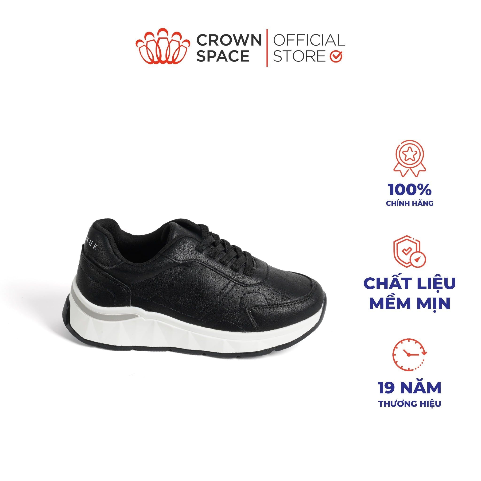  Giày Sneaker Da Mềm Đế Siêu Nhẹ, Hack Chiều Cao Thêm 4cm | Crown Space CRUK8078 