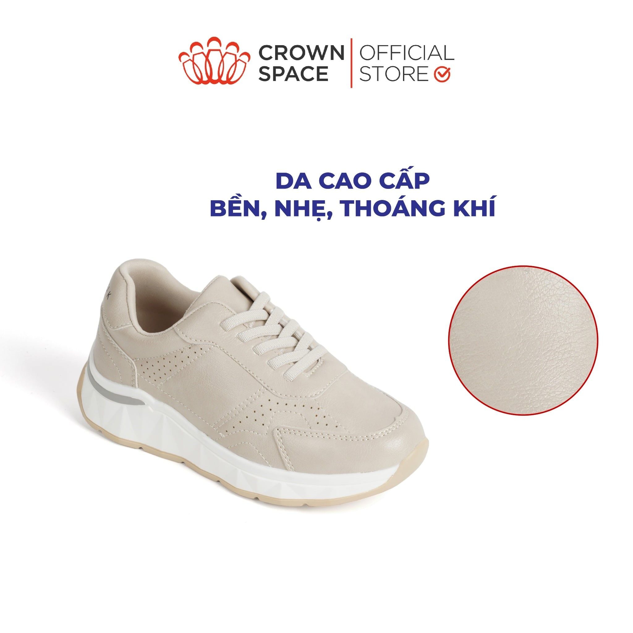 Giày Sneaker Da Mềm Đế Siêu Nhẹ, Hack Chiều Cao Thêm 4cm | Crown Space CRUK8078 
