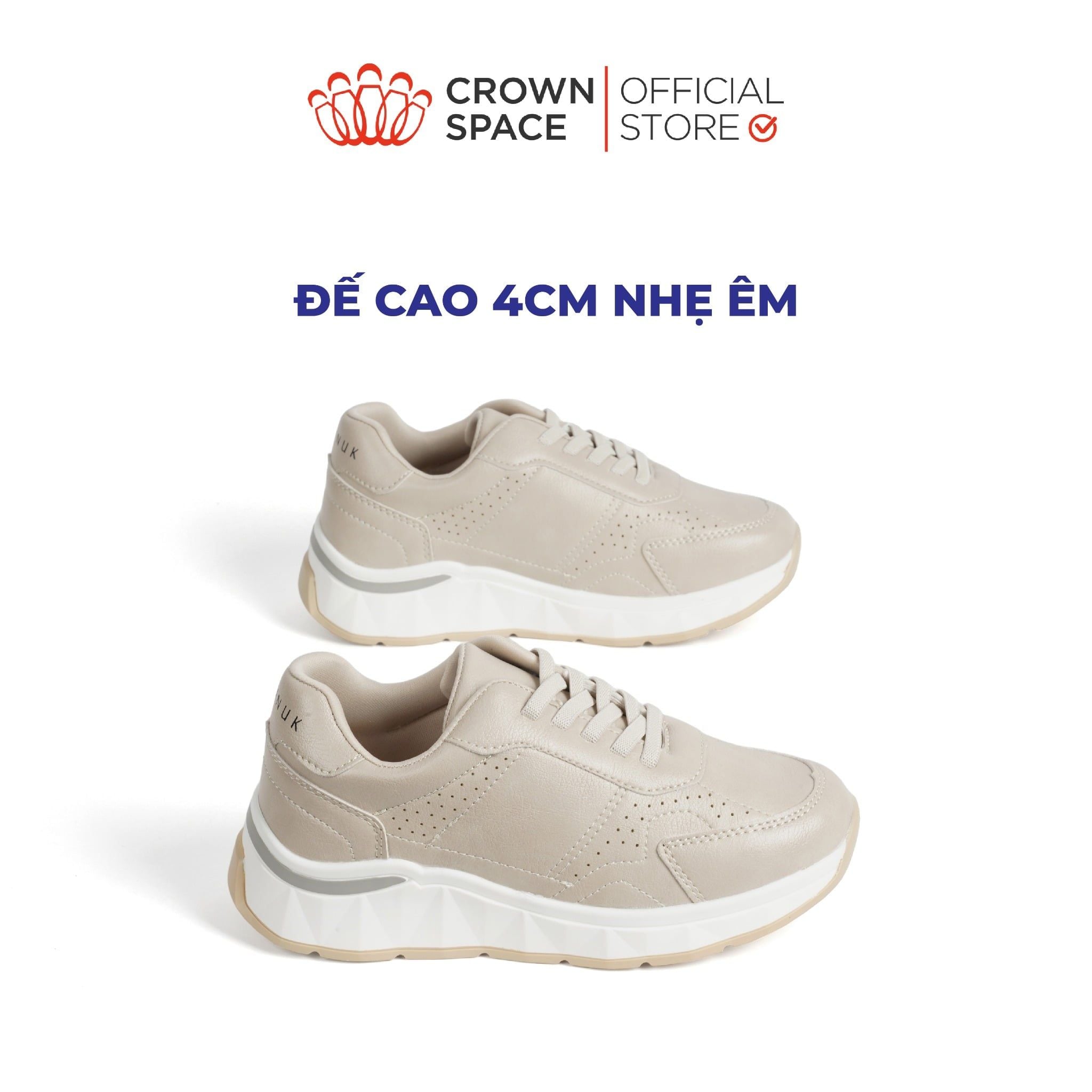  Giày Sneaker Da Mềm Đế Siêu Nhẹ, Hack Chiều Cao Thêm 4cm | Crown Space CRUK8078 