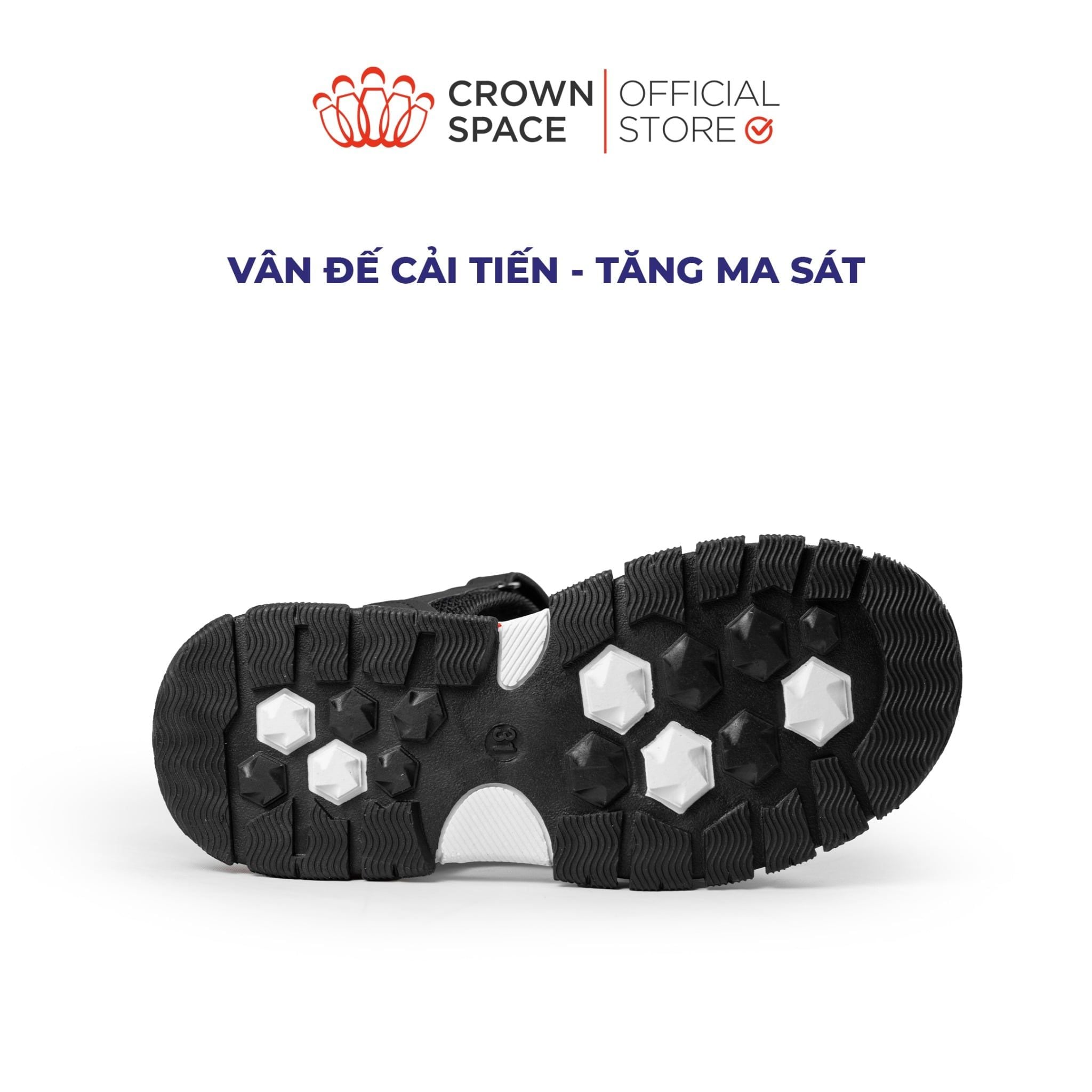 Sandal Thể Thao Bé Trai Chống Trượt, Bền Bỉ, Đen Cá Tính | Crown Space CRUK586.BK 