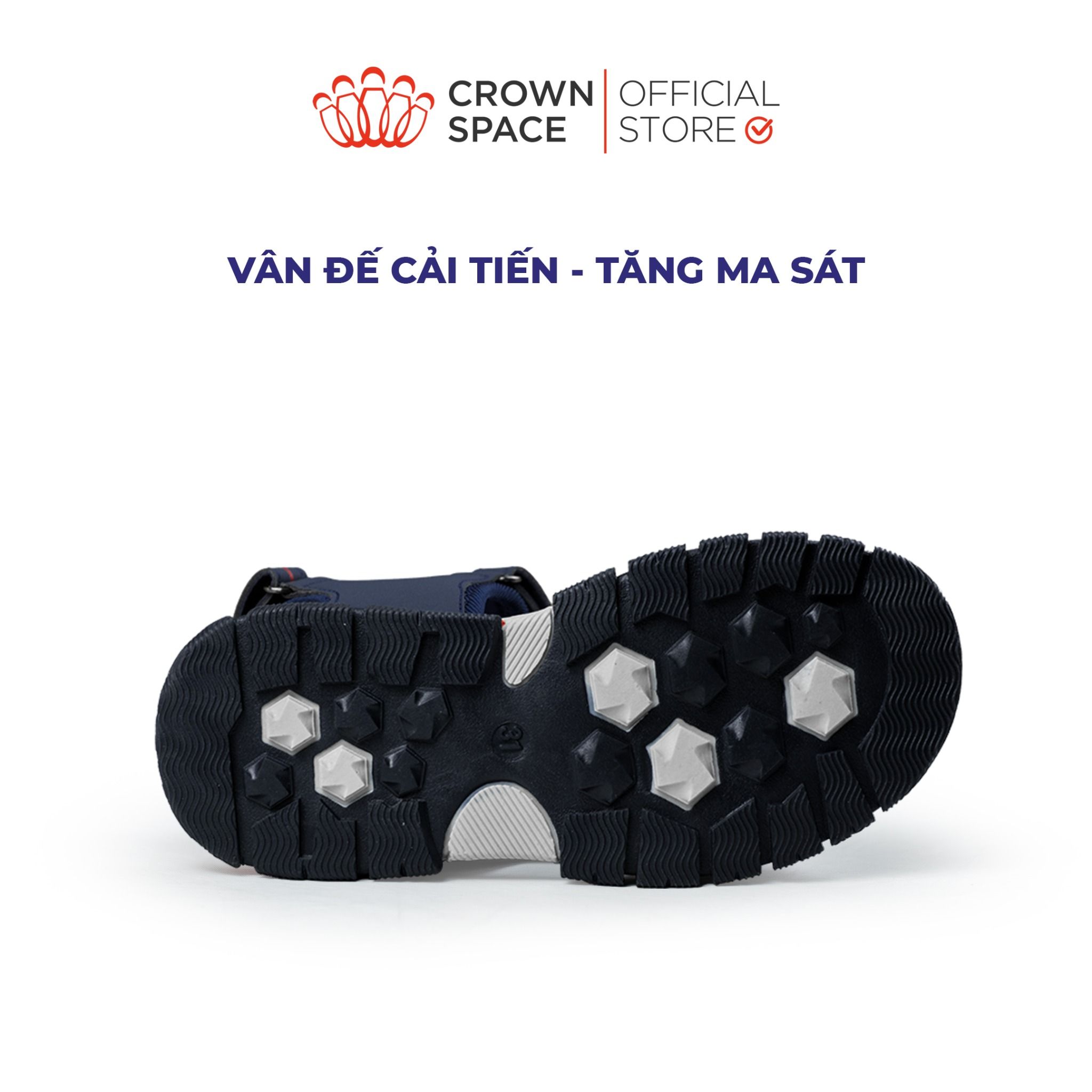  (VIP Private Sale) Sandal Thể Thao Bé Trai Chống Trượt, Bền Bỉ, Xanh Navy Cá Tính | Crown Space CRUK584.NV 