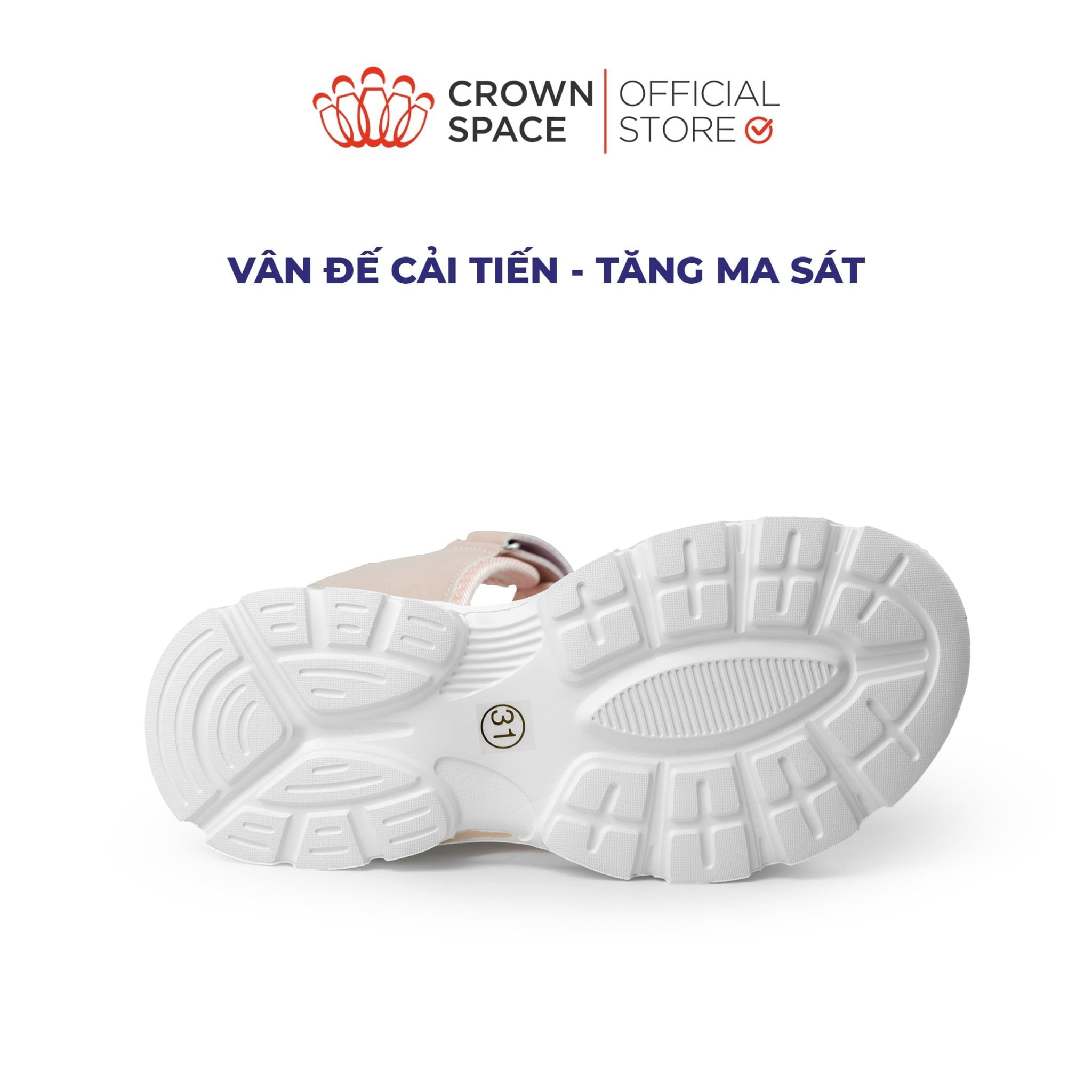  Sandal Thể Thao Bé Gái Siêu Nhẹ, Thoáng Khí, Hồng Kẹo Ngọt | Crown Space CRUK585.P 