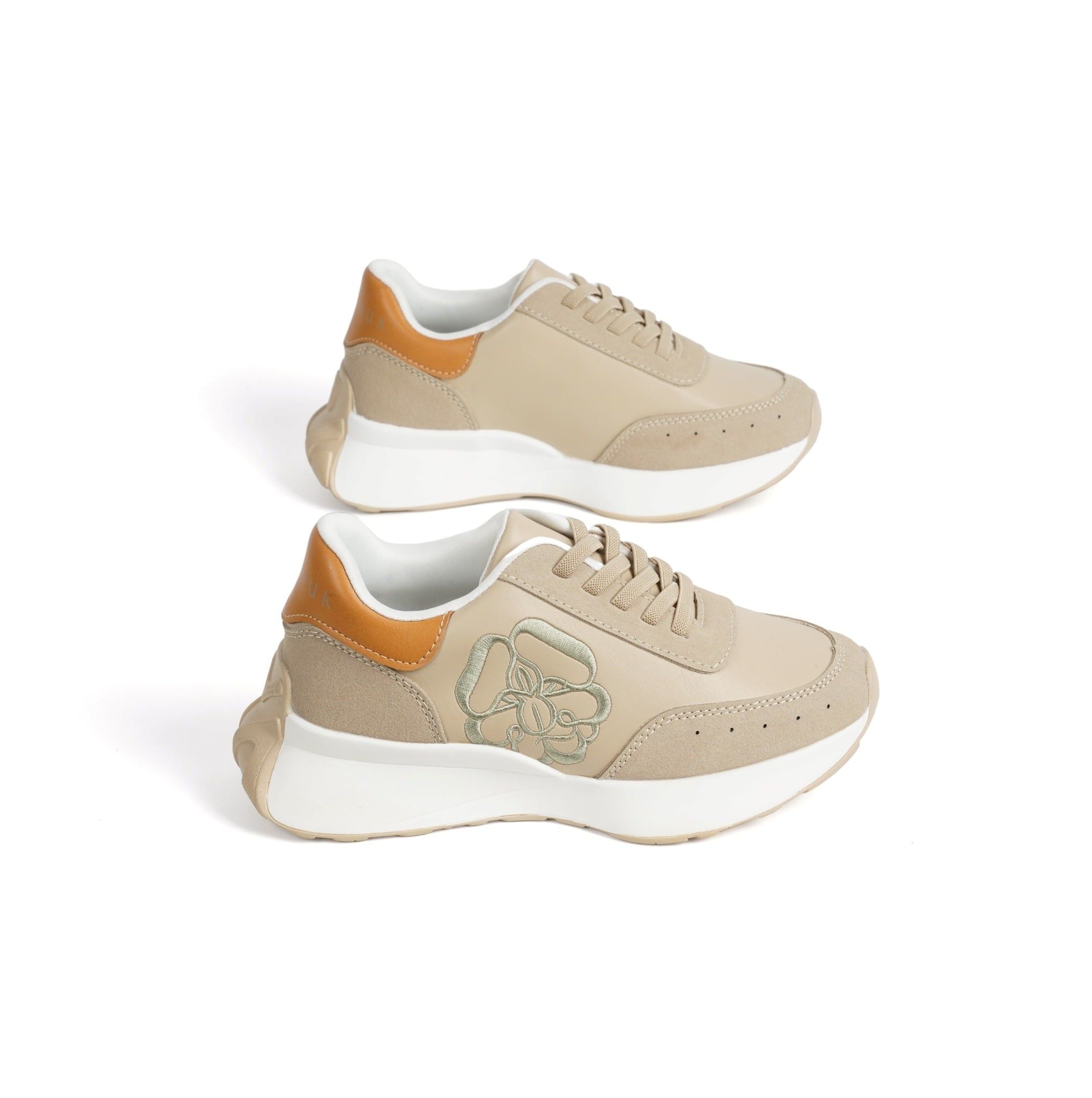  Giày Sneaker Unisex Đế Độn Phối Da Lộn, Dây Chun Tiện Lợi | Crown Space CRUK8076 