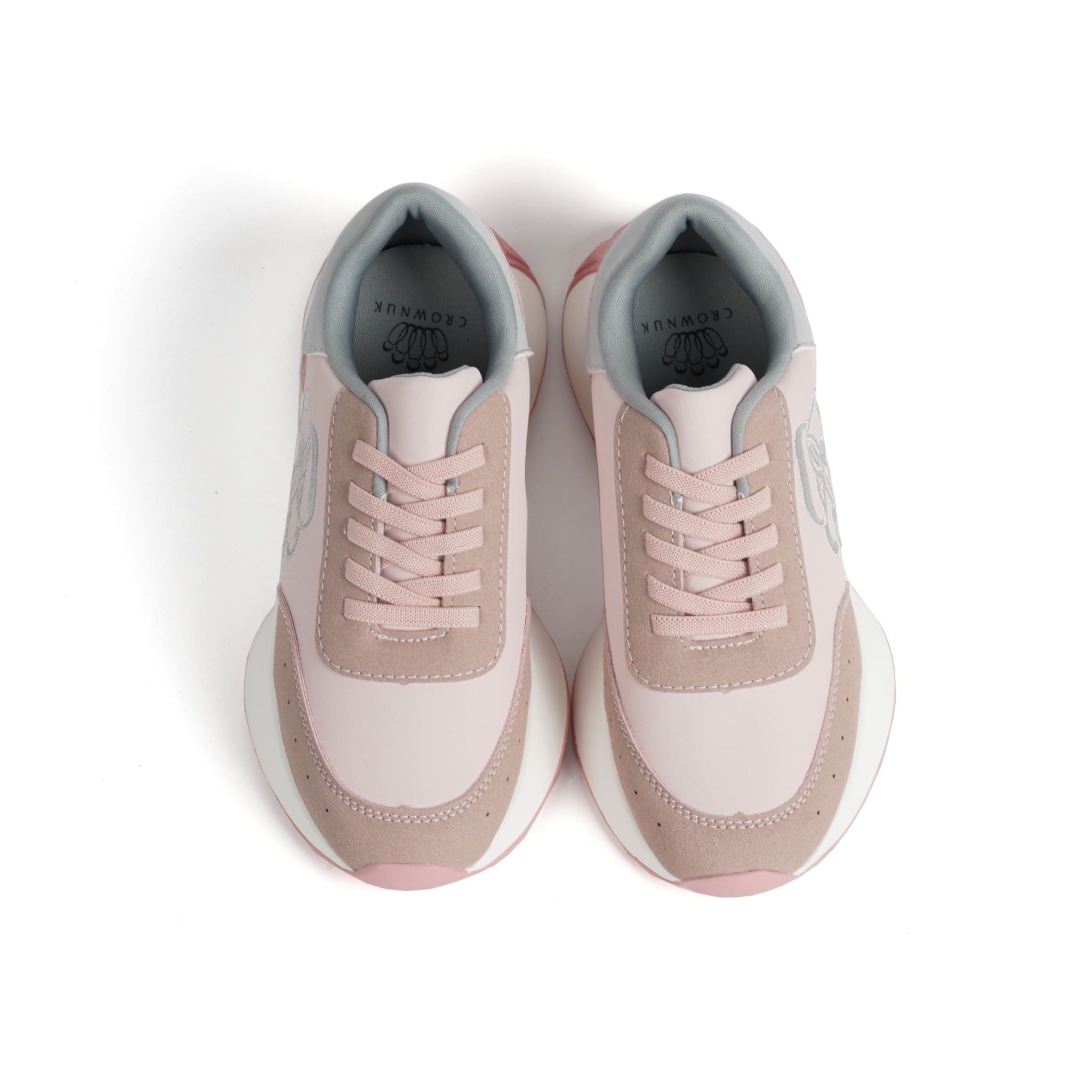  Giày Sneaker Unisex Đế Độn Phối Da Lộn, Dây Chun Tiện Lợi | Crown Space CRUK8076 