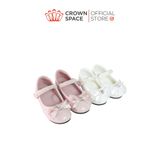  Giày Búp Bê Bé Gái Đính Nơ Ren Ngọc Trai, Êm Chân Chống Bẹt | Crown Space CRUK3180 