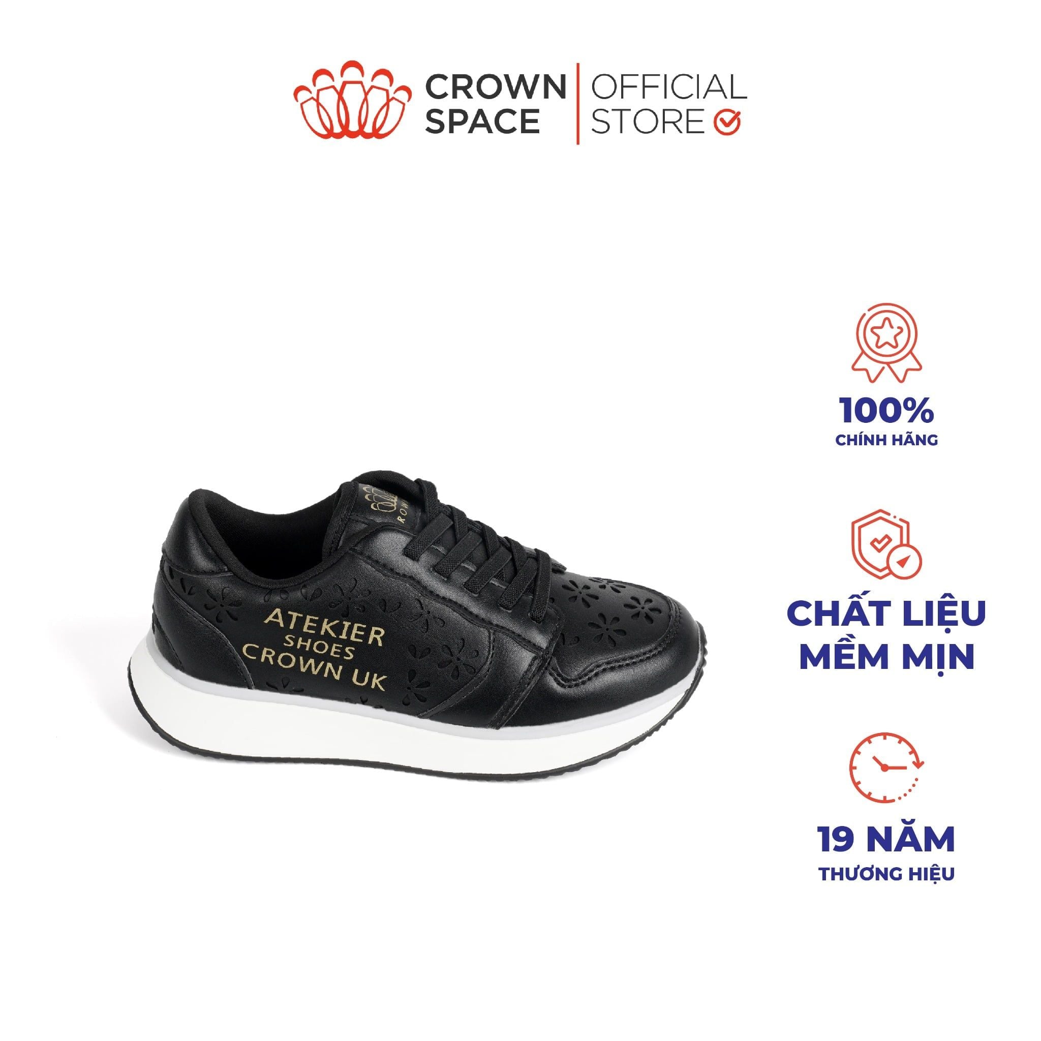  Giày Thể Thao Sneaker Unisex Cho Bé Đế Độn 4cm, Dây Chun Tiện Lợi | Crown Space CRUK8075 