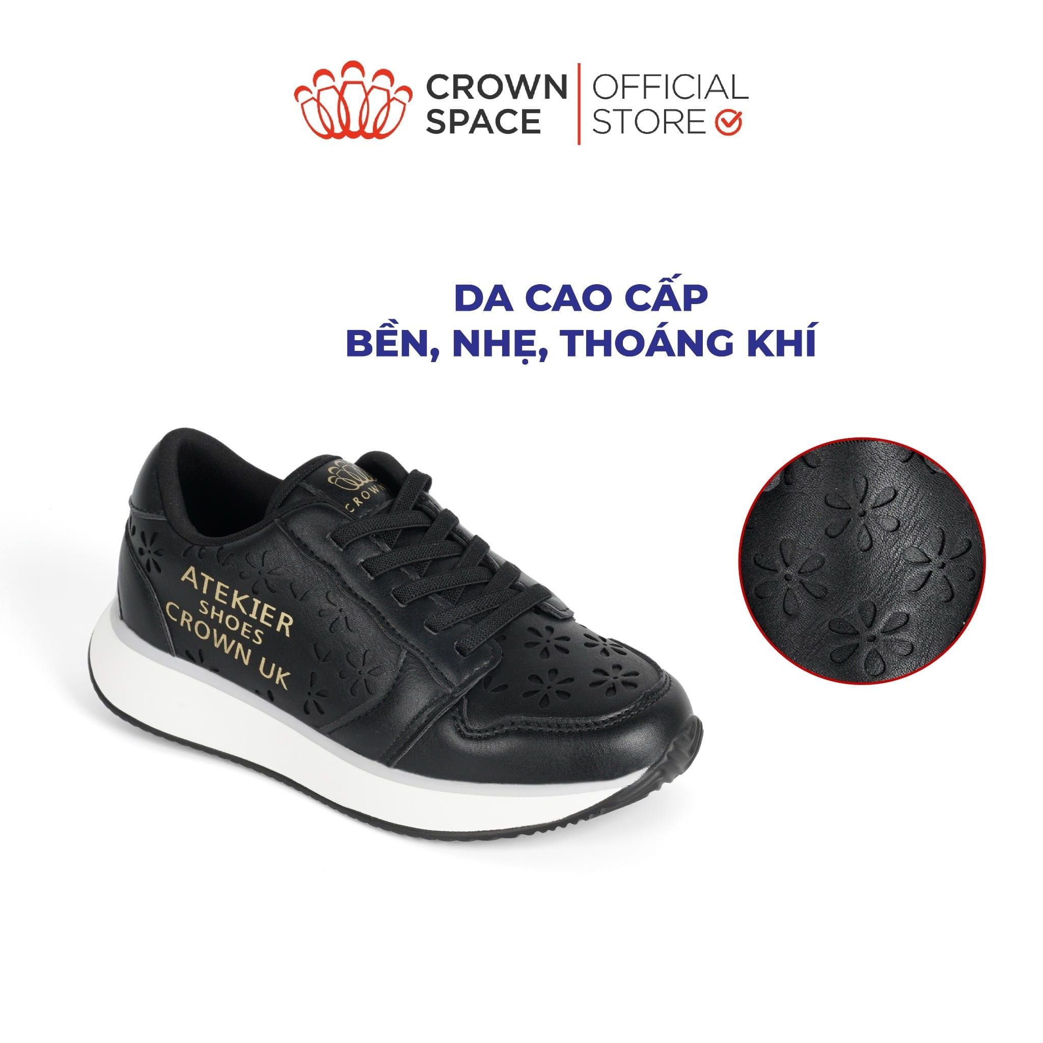  Giày Thể Thao Sneaker Unisex Cho Bé Đế Độn 4cm, Dây Chun Tiện Lợi | Crown Space CRUK8075 