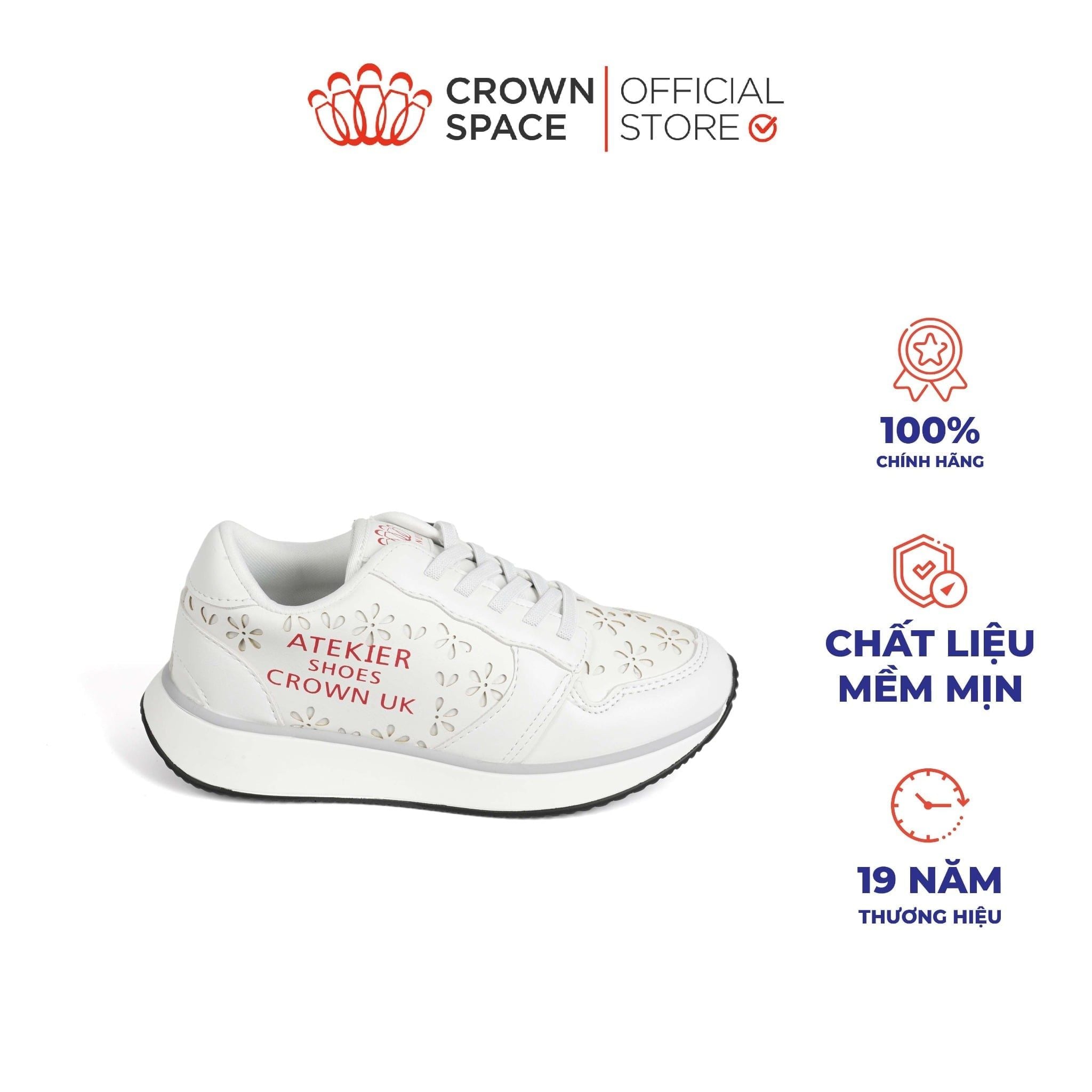  Giày Thể Thao Sneaker Unisex Cho Bé Đế Độn 4cm, Dây Chun Tiện Lợi | Crown Space CRUK8075 