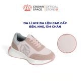  Giày Sneaker Unisex Đế Độn Phối Da Lộn, Dây Chun Tiện Lợi | Crown Space CRUK8076 