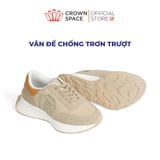  Giày Sneaker Unisex Đế Độn Phối Da Lộn, Dây Chun Tiện Lợi | Crown Space CRUK8076 
